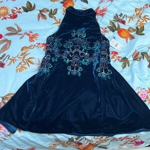 NWT Free People Blue Velvet Dress - S
